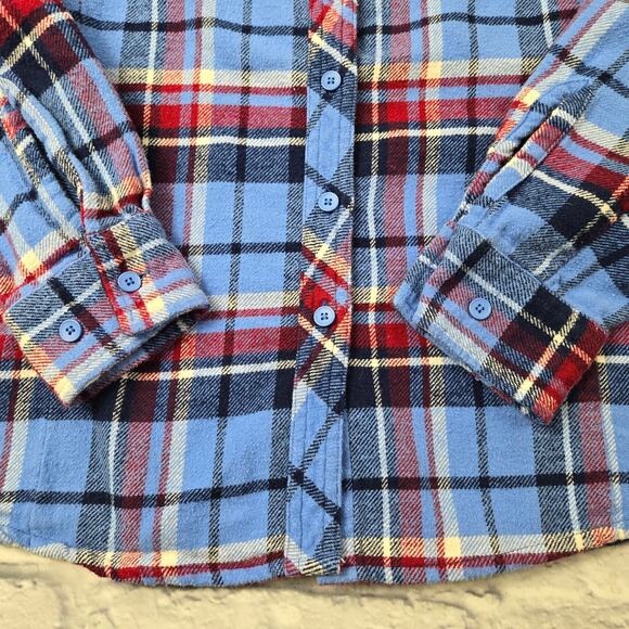 Women's Old Mill Blue Plaid Flannel Shirt Soft Cozy Medium Weight size Medium - Picture 5 of 12